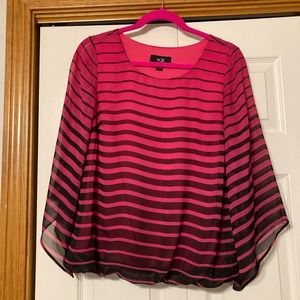 Pink & Black Striped Top